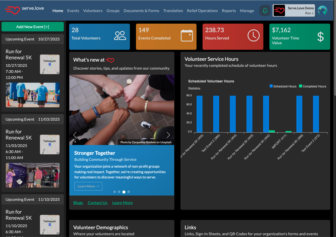 Screenshot 2025-10-23 at 8.29.22 PM Volunteer Management Dashboard - Serve.Love